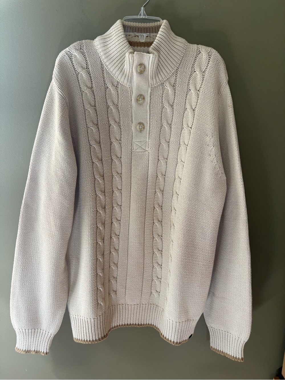 NWOT Y2K Eddie Bauer Men’s Cable-Knit Mock Neck Sweater 100% Cotton Size TXL